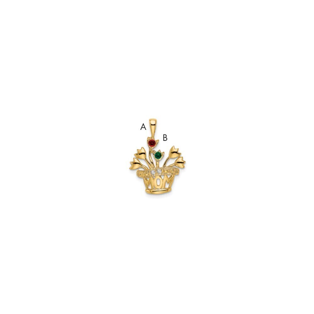 Kazi Luxury 14k Polished 2-Stone Mothers Flowerpot Pendant Mounting
